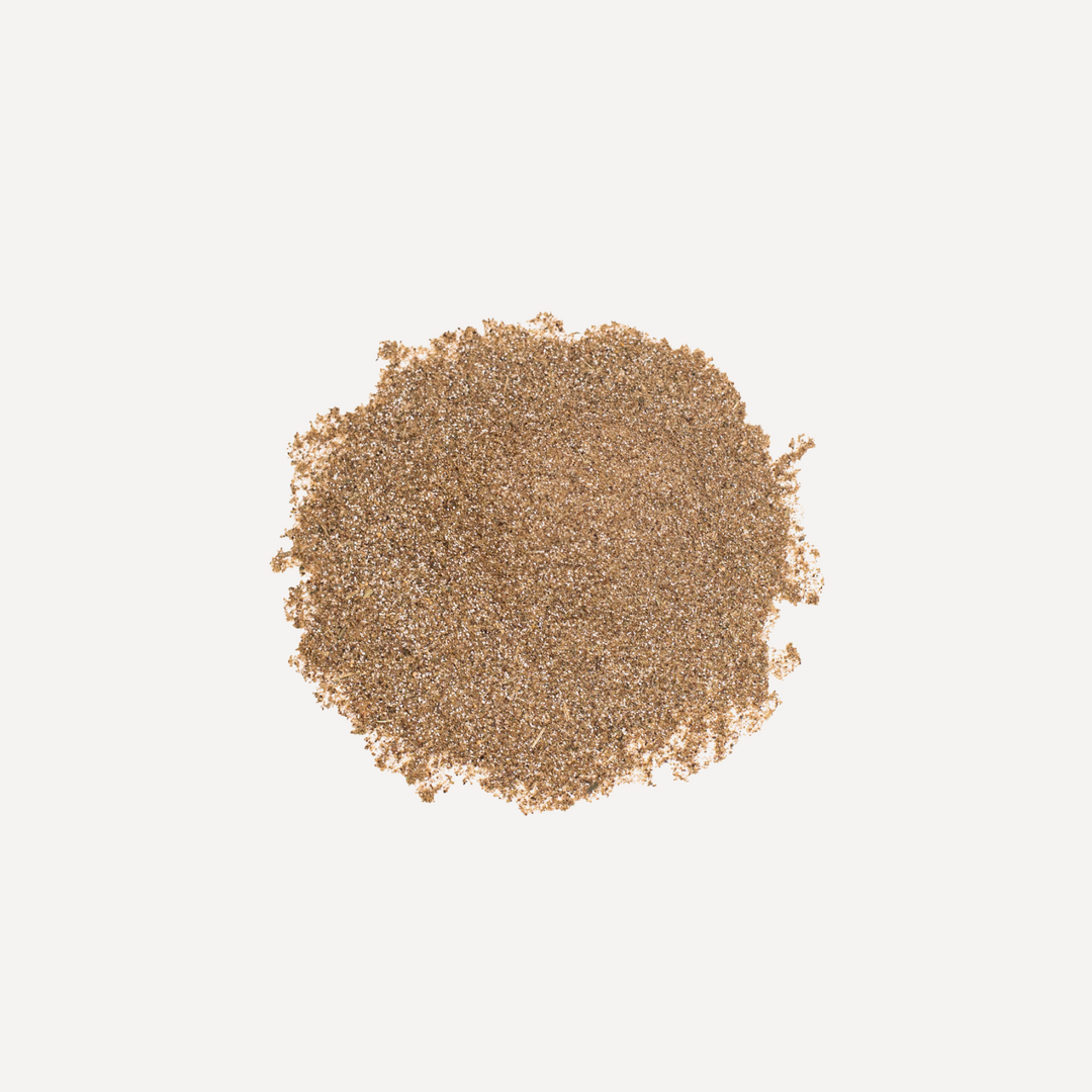 Close-up of Spirited Paw Dental Supplement powder texture on a white background.