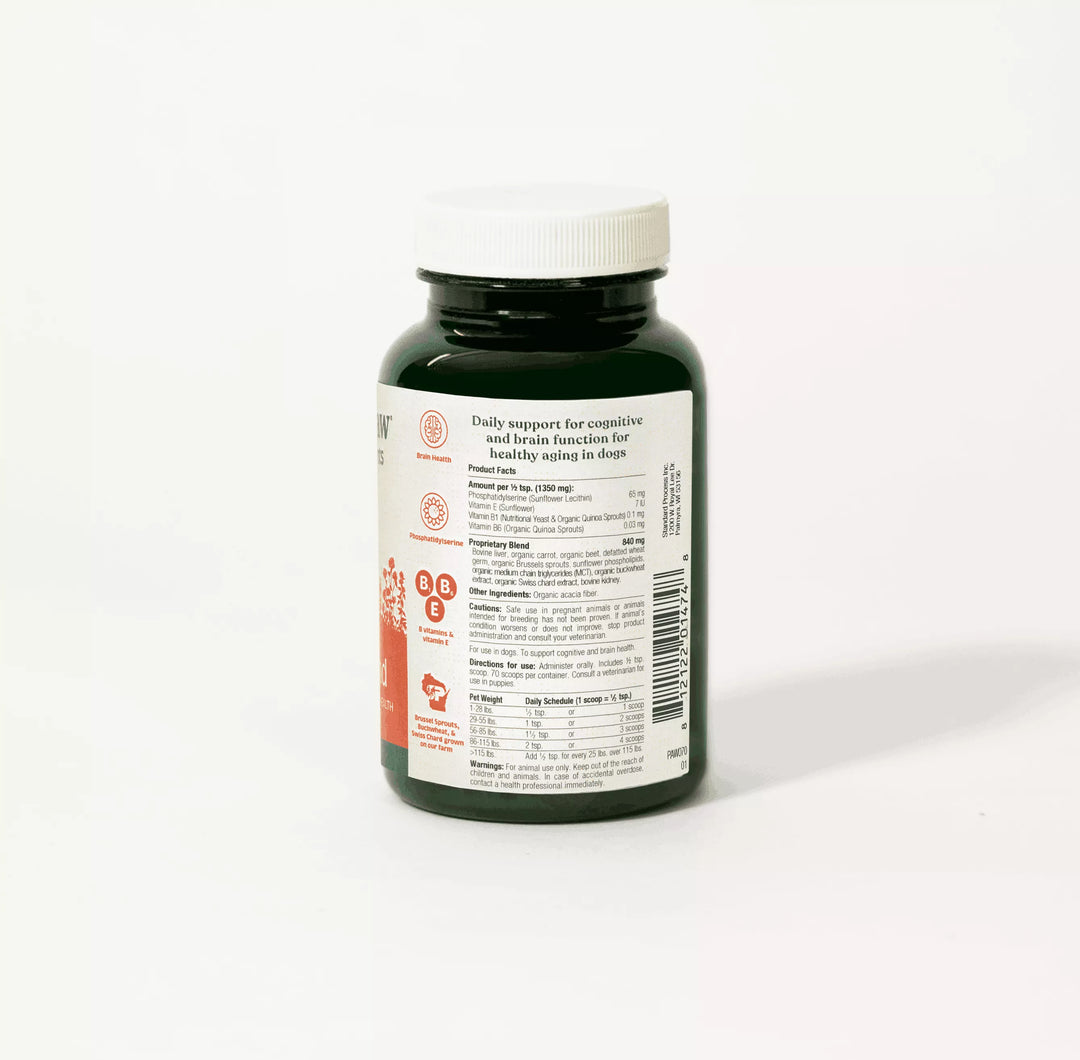 Healthy mind supplement bottle with label on a white background
