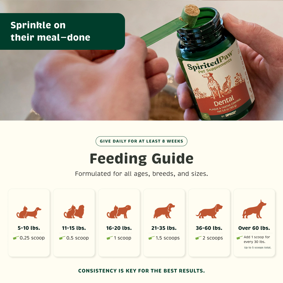 Feeding guide for different pet weight range