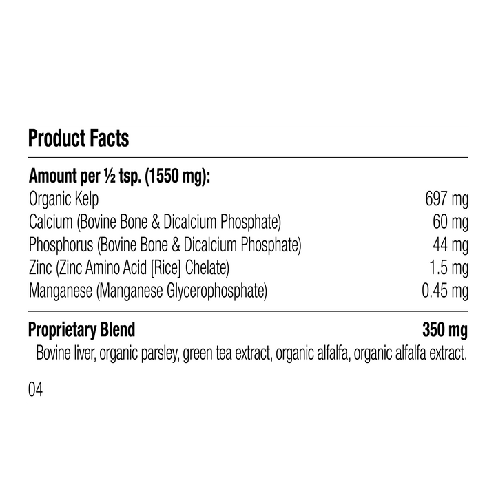Product facts label with nutritional information on a white background
