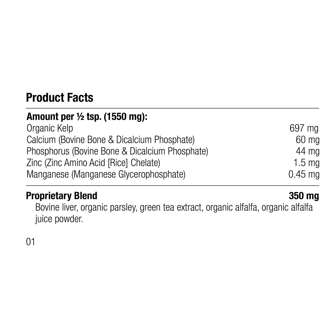 Product facts label with nutritional information on a white background