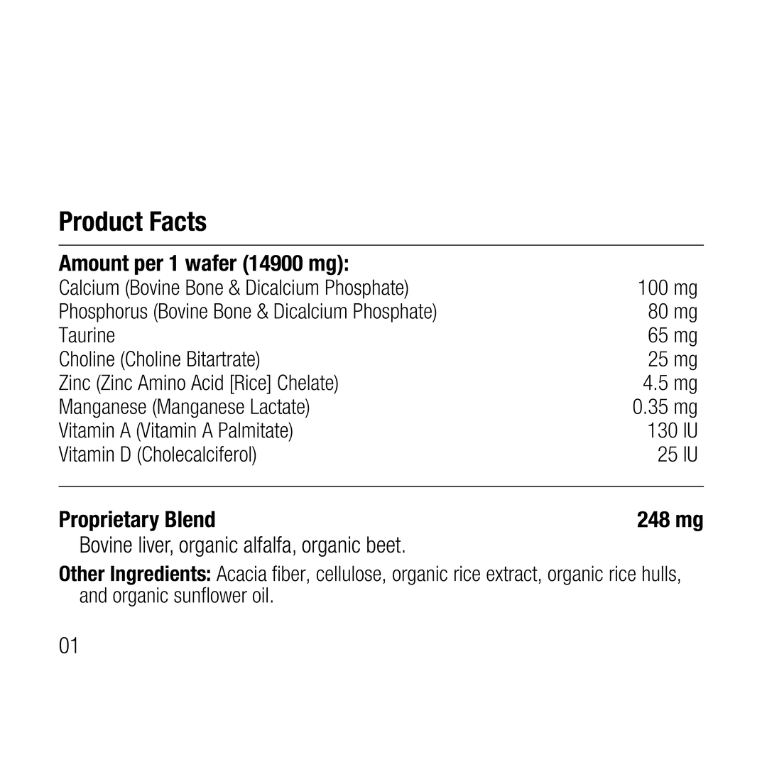 Product facts label with nutritional information on a white background