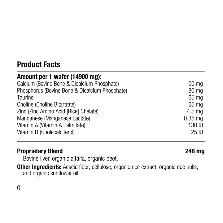 Product facts label with nutritional information on a white background